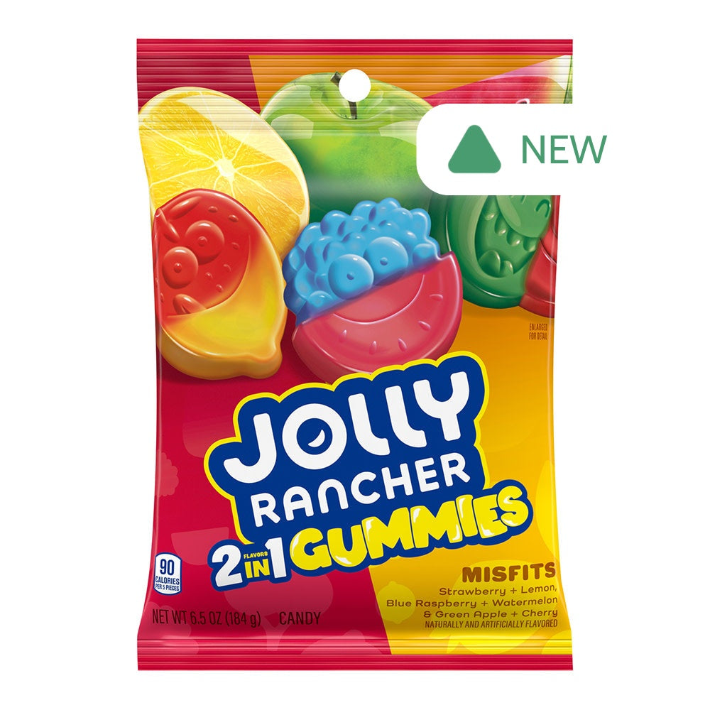 Wholesale Jolly Rancher Misfits 2 In 1 Gummies 6.5 Oz Peg Bag- Bulk