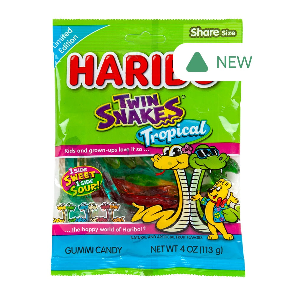 Wholesale Haribo Tropical Twin Snakes 4 Oz Peg Bag- Bulk