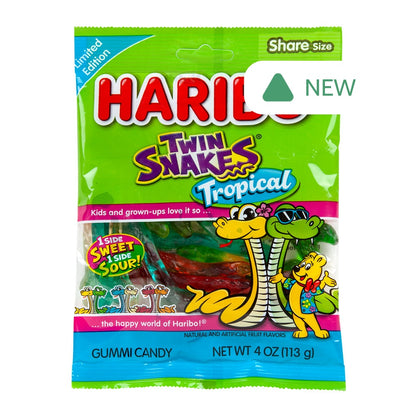 Wholesale Haribo Tropical Twin Snakes 4 Oz Peg Bag- Bulk