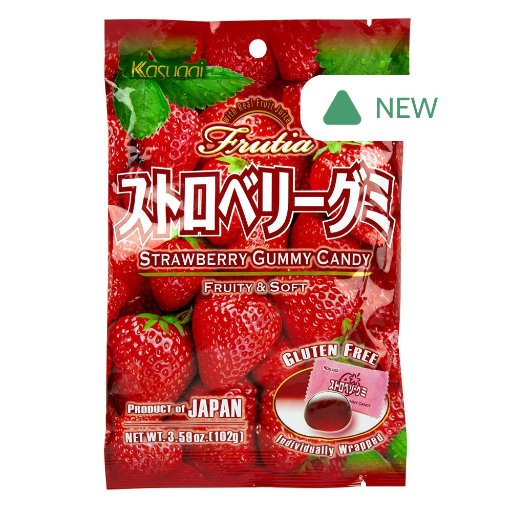 Wholesale Kasugai Frutia Strawberry Gummy Candy 3.59 Oz Peg Bag- Bulk