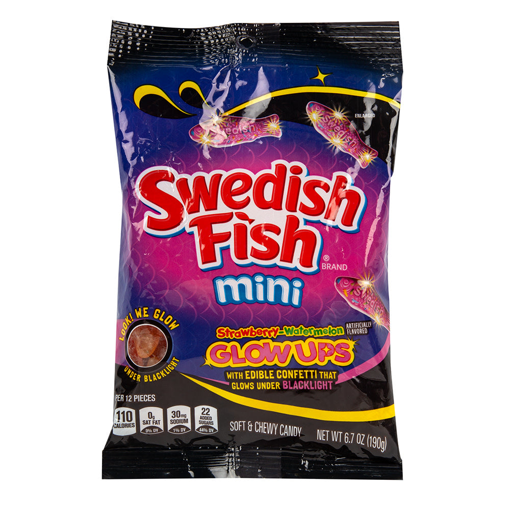Wholesale Swedish Fish Minis Glow Ups Peg Bag- Bulk