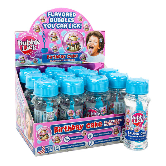 Wholesale Bubblelick Birthday Cake Flavored Bubbles 2.5 Oz Bottle- Bulk