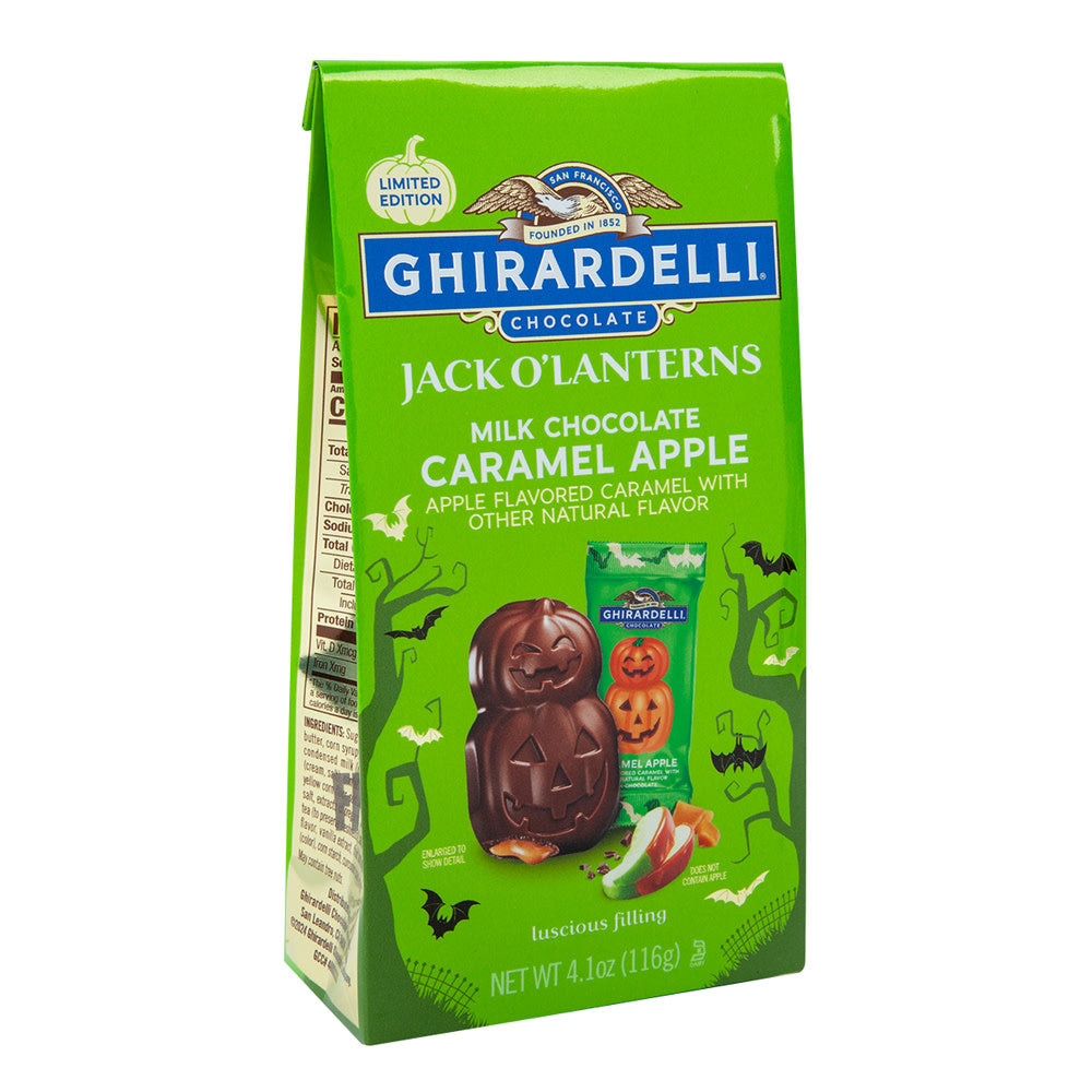 Wholesale Ghirardelli Milk Chocolate Caramel Apple Jack O'Lantern Bag- Bulk