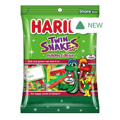 Wholesale Haribo Holiday Twin Snakes 4 Oz Peg Bag- Bulk