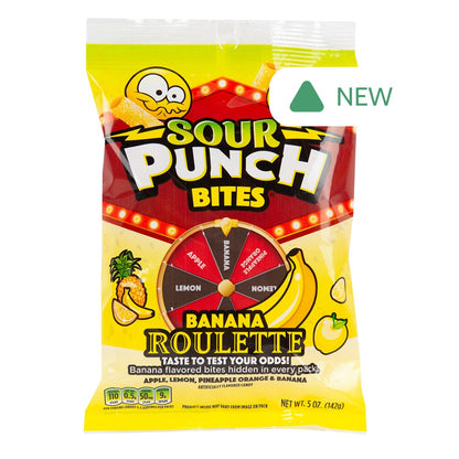 Wholesale Sour Punch Banana Roulette Bites 5 Oz Peg Bag- Bulk