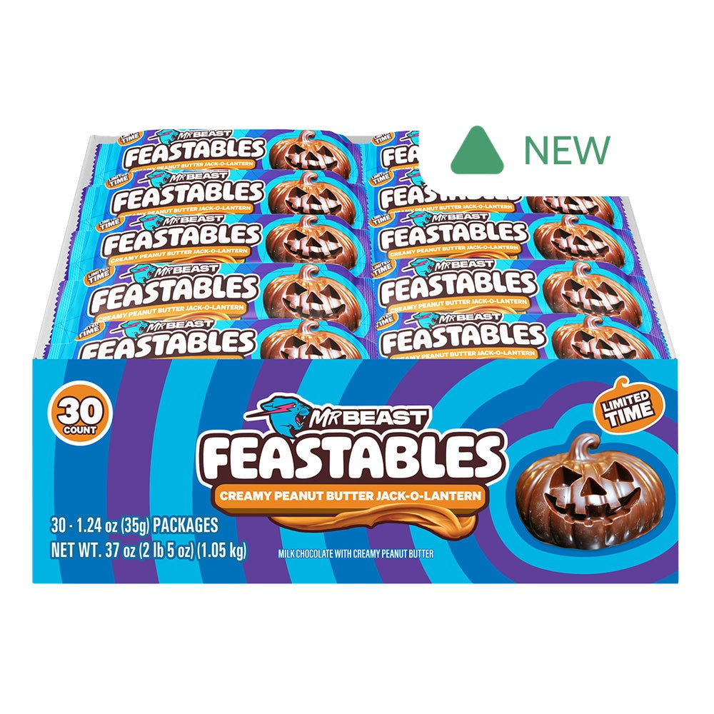 Wholesale Mrbeast Feastables Creamy Peanut Butter Jack-O-Lantern 1.24 Oz- Bulk
