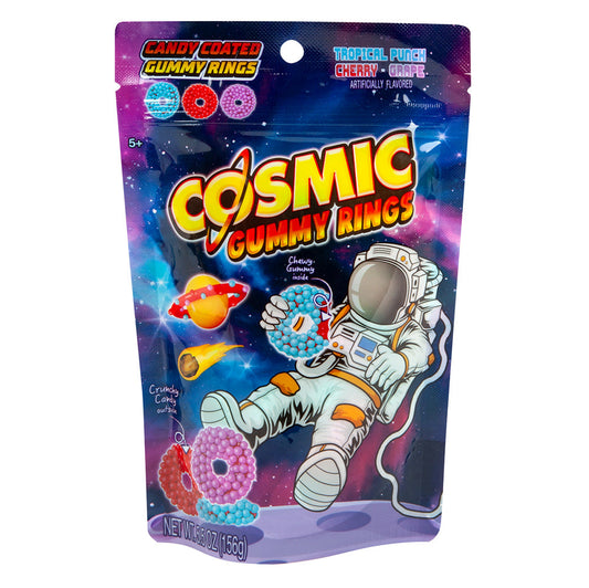 Wholesale Cosmic Rings Candy Coated Gummy Rings 5.5 Oz Peg Bag- Bulk