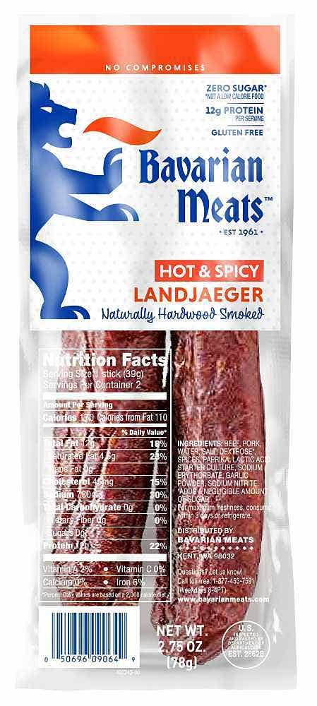 Wholesale Bavarian Meats Hot & Spicy Landjaeger 2.75 Oz- Bulk