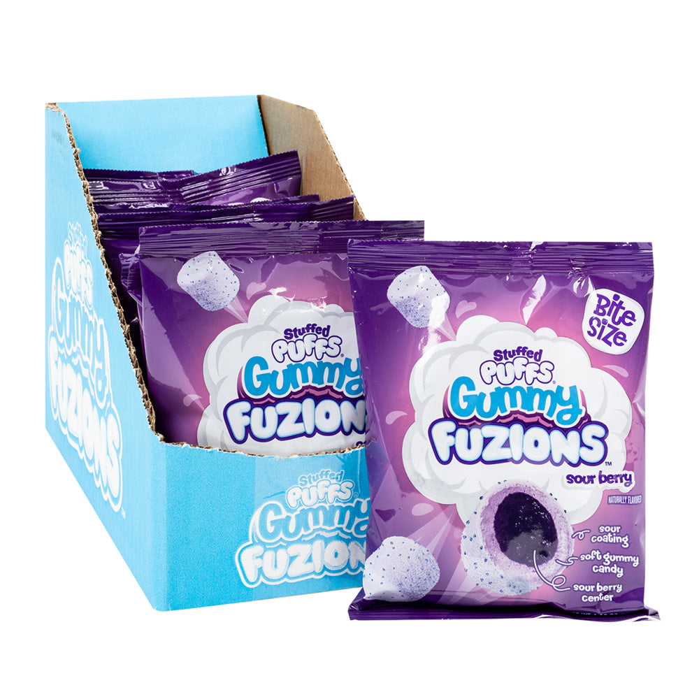 Wholesale Stuffed Puffs Sour Berry Gummy Fuzions 4.36 Oz Peg Bag- Bulk