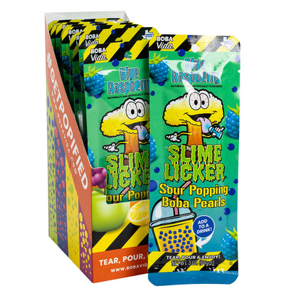 Wholesale Slime Licker Sour Blue Raspberry Popping Boba Pearls 3 Oz- Bulk