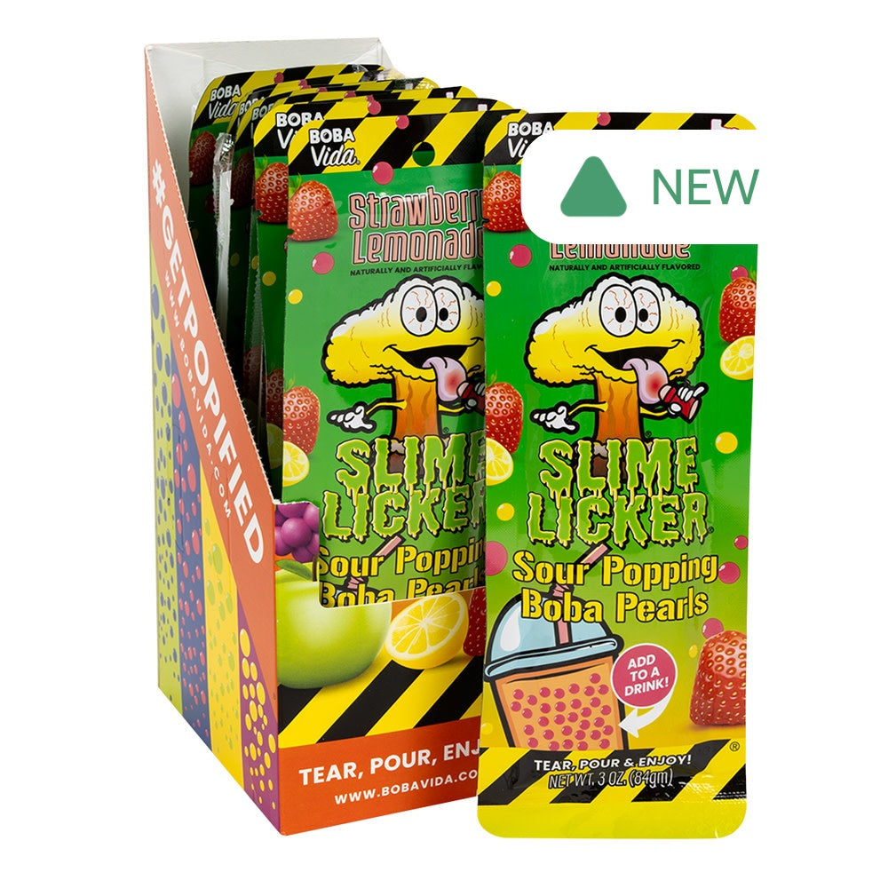 Wholesale Slime Licker Sour Strawberry Lemonade Popping Boba Pearls 3 Oz- Bulk