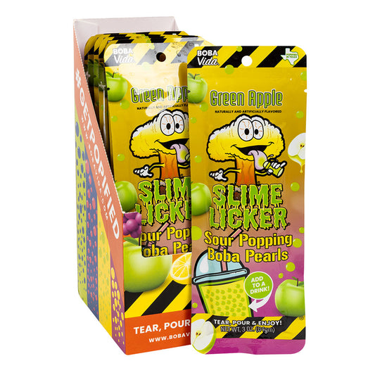 Wholesale Slime Licker Sour Green Apple Popping Boba Pearls 3 Oz- Bulk