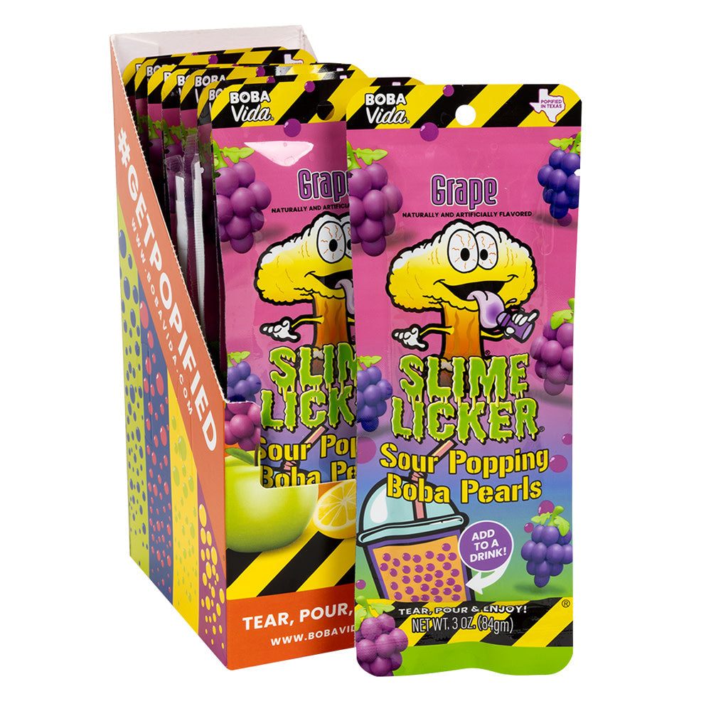 Wholesale Slime Licker Sour Grape Popping Boba Pearls 3 Oz- Bulk