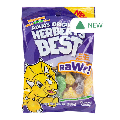 Wholesale Herbert’S Best Rawr! Sour Dinosaurs 3.5 Oz Peg Bag- Bulk