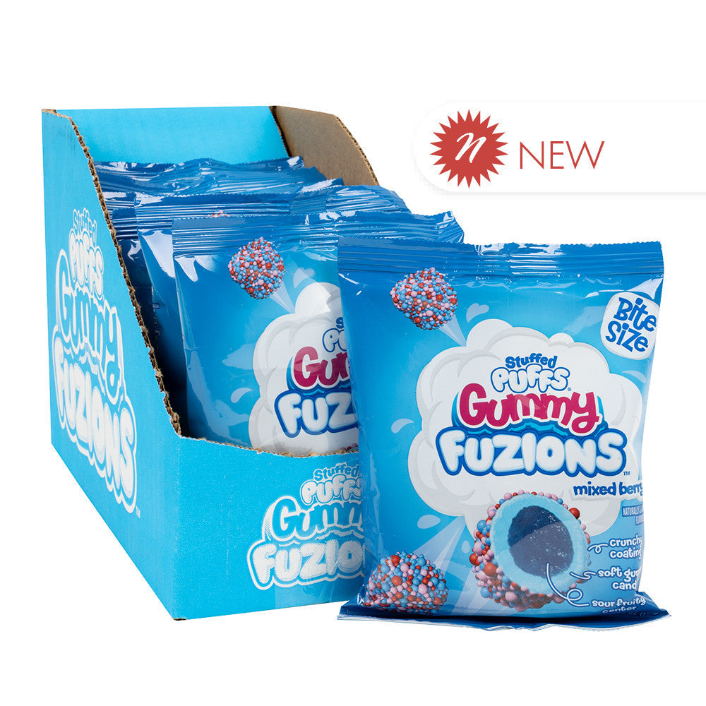 Wholesale Stuffed Puff Mixed Berry Gummy Fuzions 4.23 Oz Peg Bag- Bulk