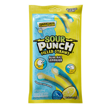 Wholesale Sour Punch Blue Raz Lemonade Filled Straws 5 Oz Peg Bag- Bulk