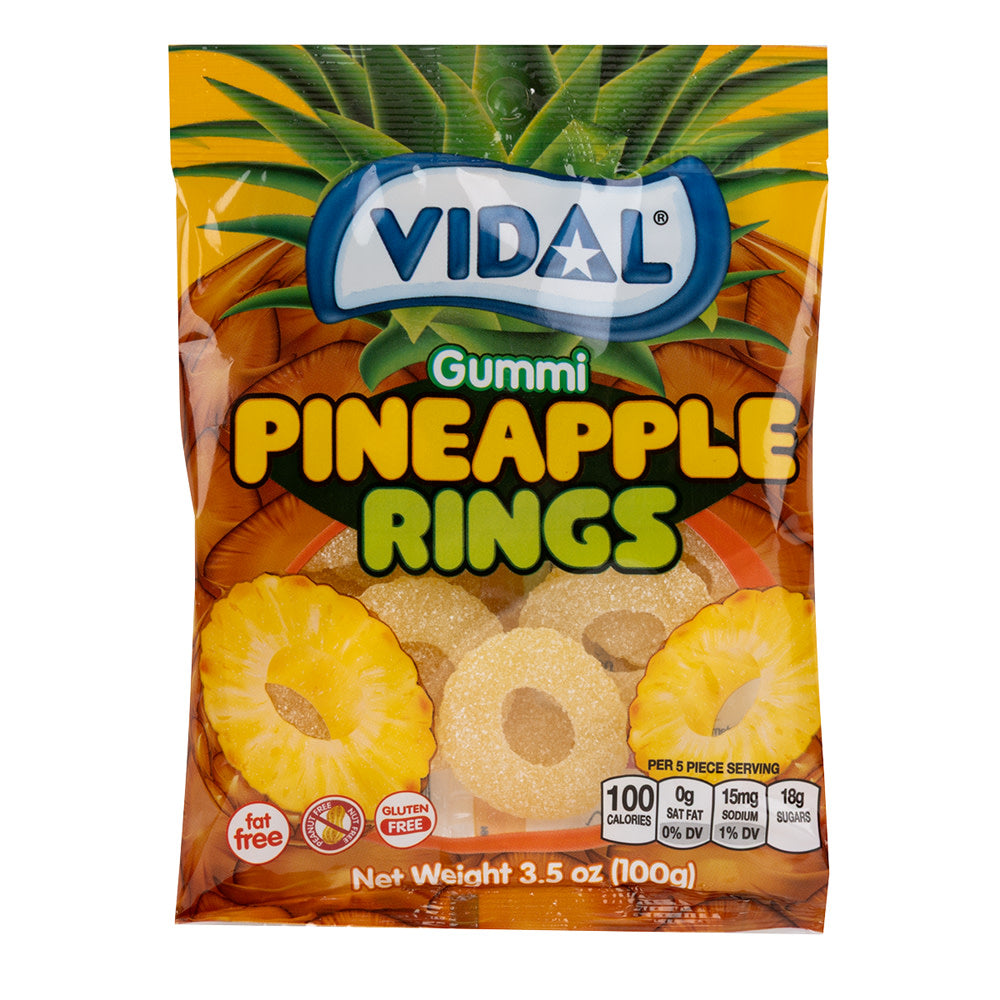 Wholesale Vidal Gummi Pineapple Rings 3.5 Oz Peg Bag- Bulk