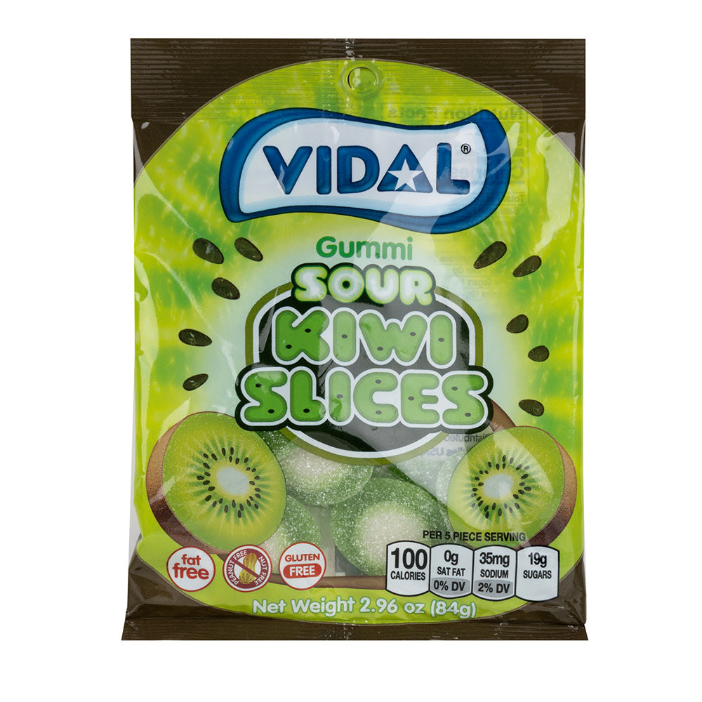 Wholesale Vidal Sour Kiwi Slices 3.5 Oz Peg Bag- Bulk