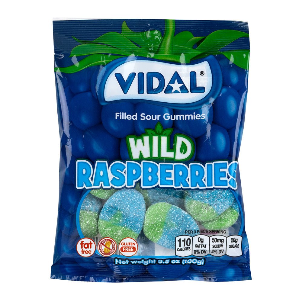 Wholesale Vidal Wild Raspberries Filled Sour Gummies 2.96 Oz Peg Bag- Bulk