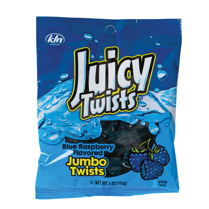 Juicy Twists Blue Raspberry Jumbo Twists 4 Oz Peg Bag