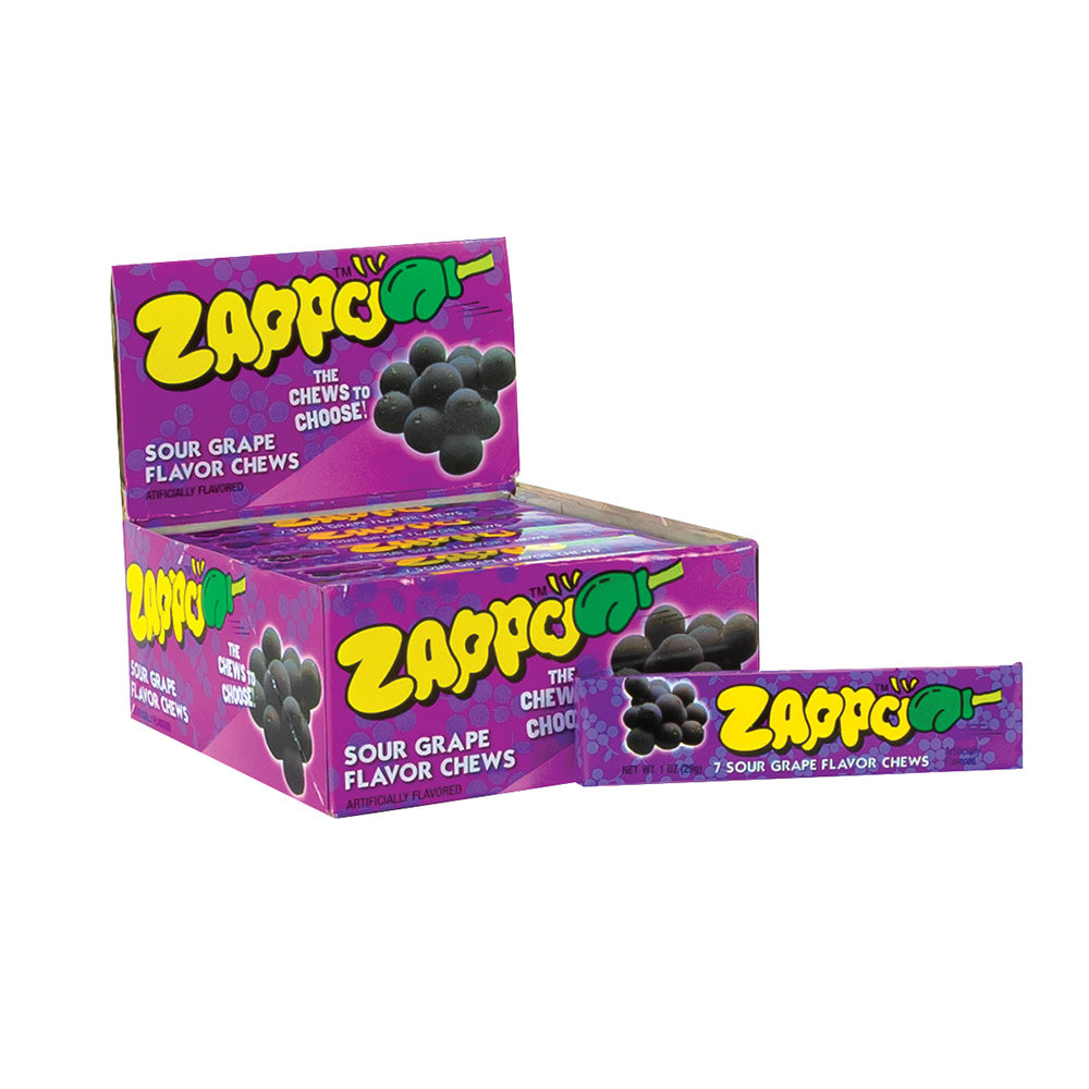 Wholesale Zappo Sour Grape Chews 1 Oz Stick- Bulk