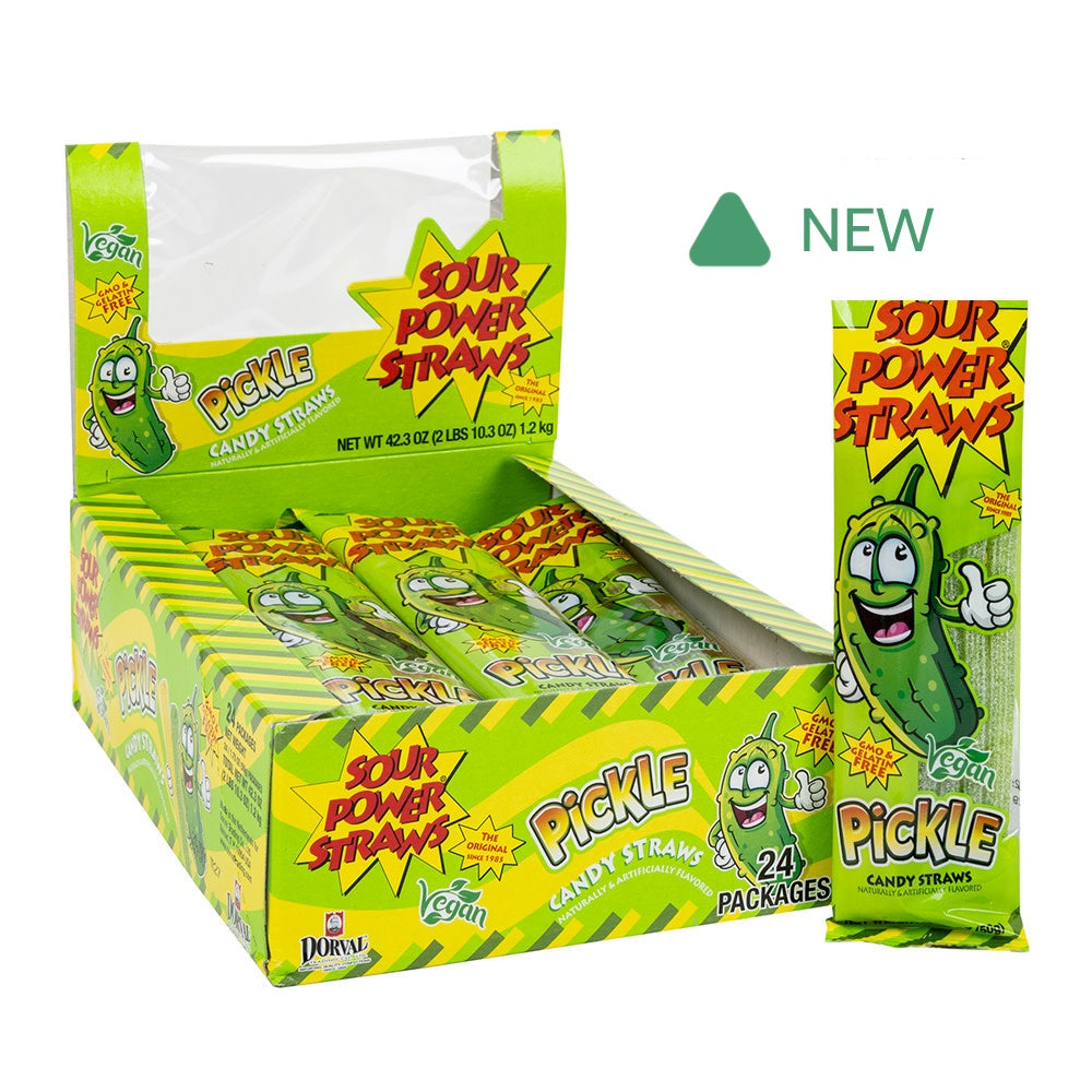 Wholesale Sour Power Straws Pickle 1.75 Oz- Bulk