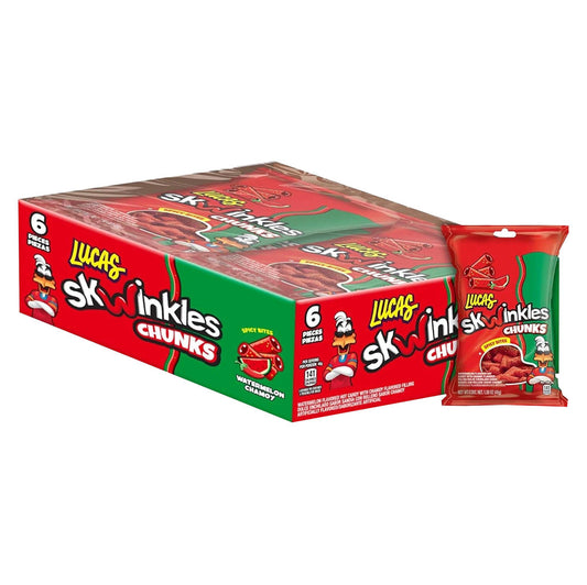 Wholesale Lucas Watermelon Skwinkles Chunks 1.58 Oz Peg Bag- Bulk