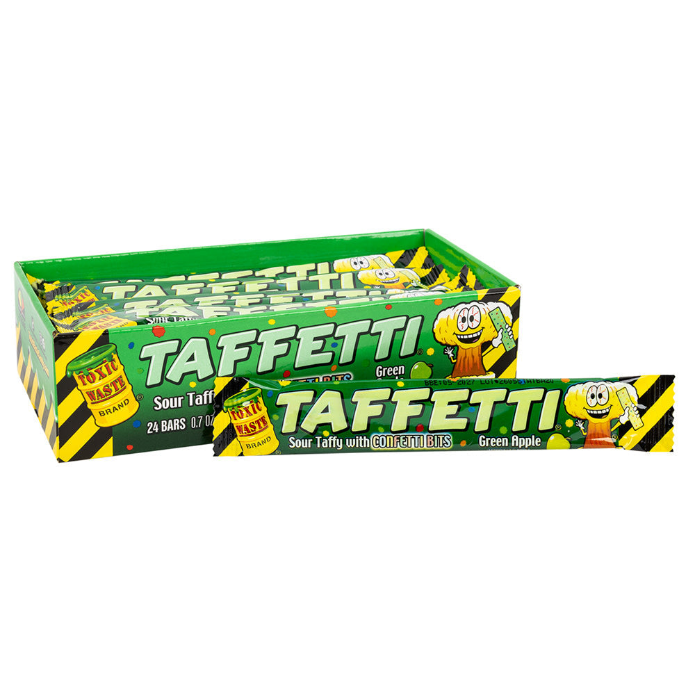 Wholesale Toxic Waste Taffetti Green Apple Sour Taffy 0.7 Oz- Bulk