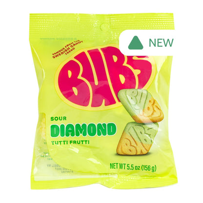 Wholesale Bubs Sour Diamond Tutti Frutti 5.5 Oz Peg Bag- Bulk