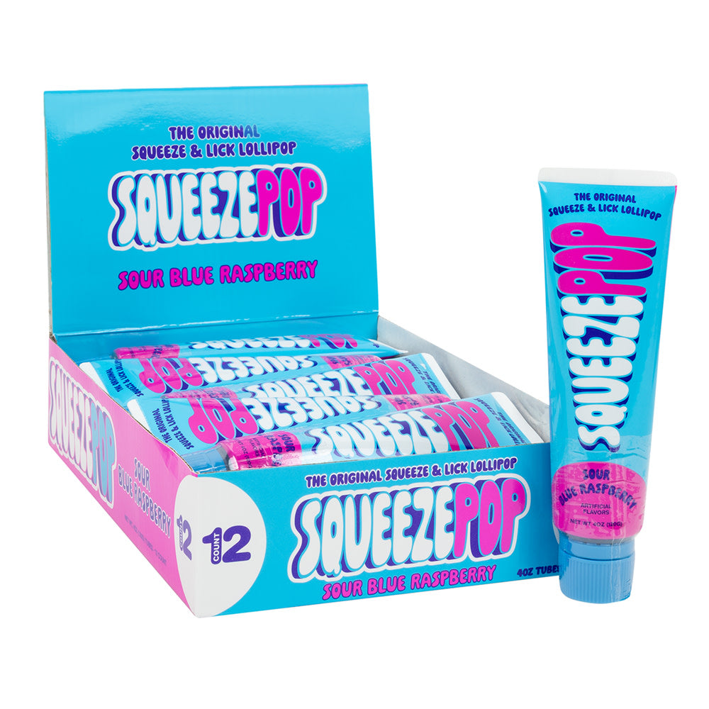 Wholesale Squeeze Pop Sour Blue Raspberry 4 Oz Tube- Bulk