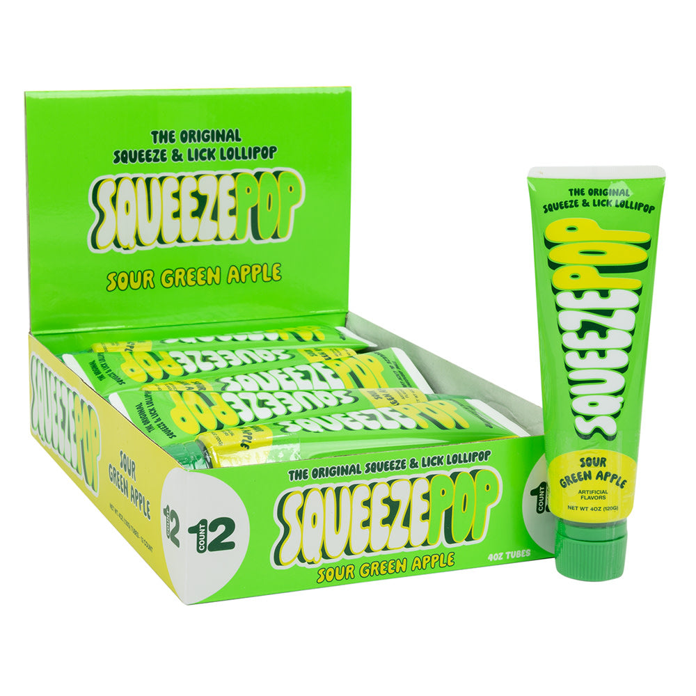 Wholesale Squeeze Pop Sour Green Apple 4 Oz Tube- Bulk