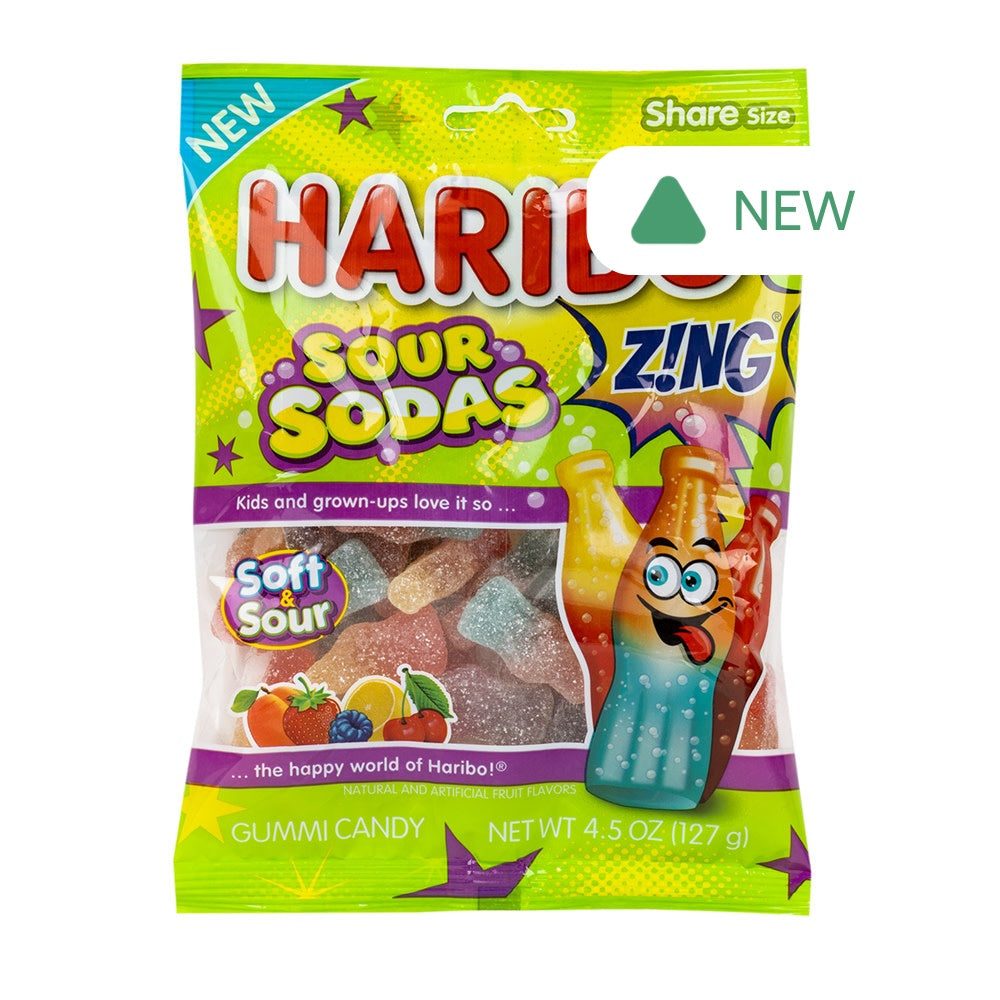 Wholesale Haribo Sour Sodas 4.5 Oz Peg Bag- Bulk