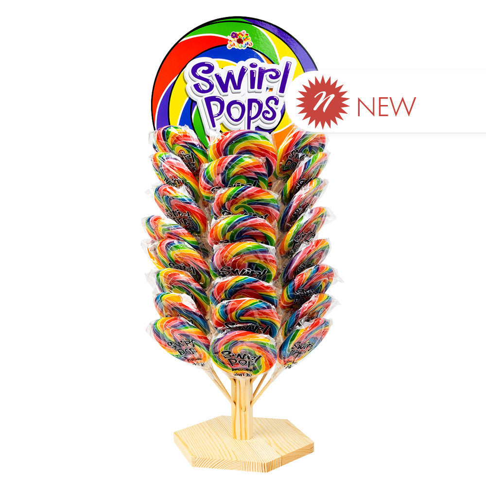 Wholesale Swirl Pops Rainbow Colors 3 Oz With Wooden Tree- Bulk