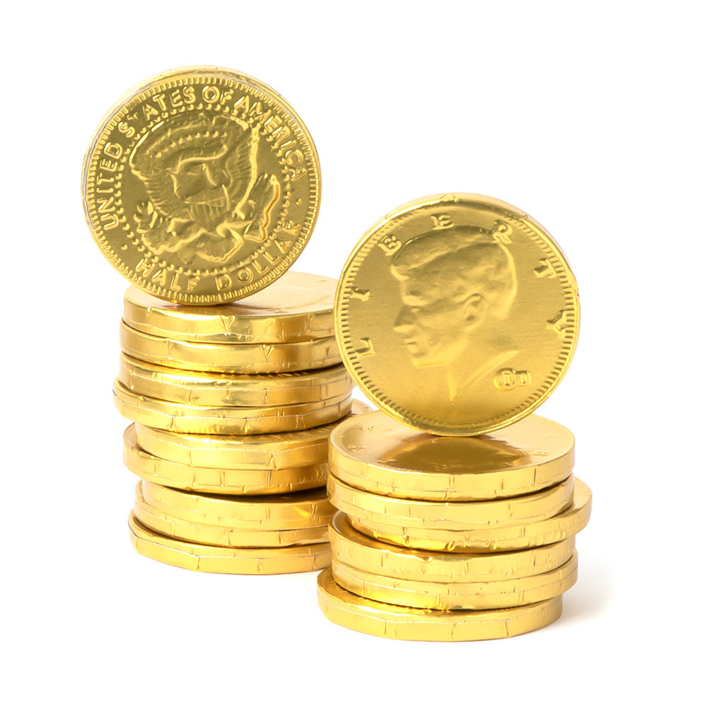 Wholesale Müttenberg Candy Gold Foil Kennedy Coins 1.5”- Bulk