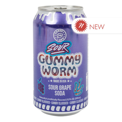 Wholesale Candy Lips Sour Gummy Worm Sour Grape Soda 12 Oz Can- Bulk