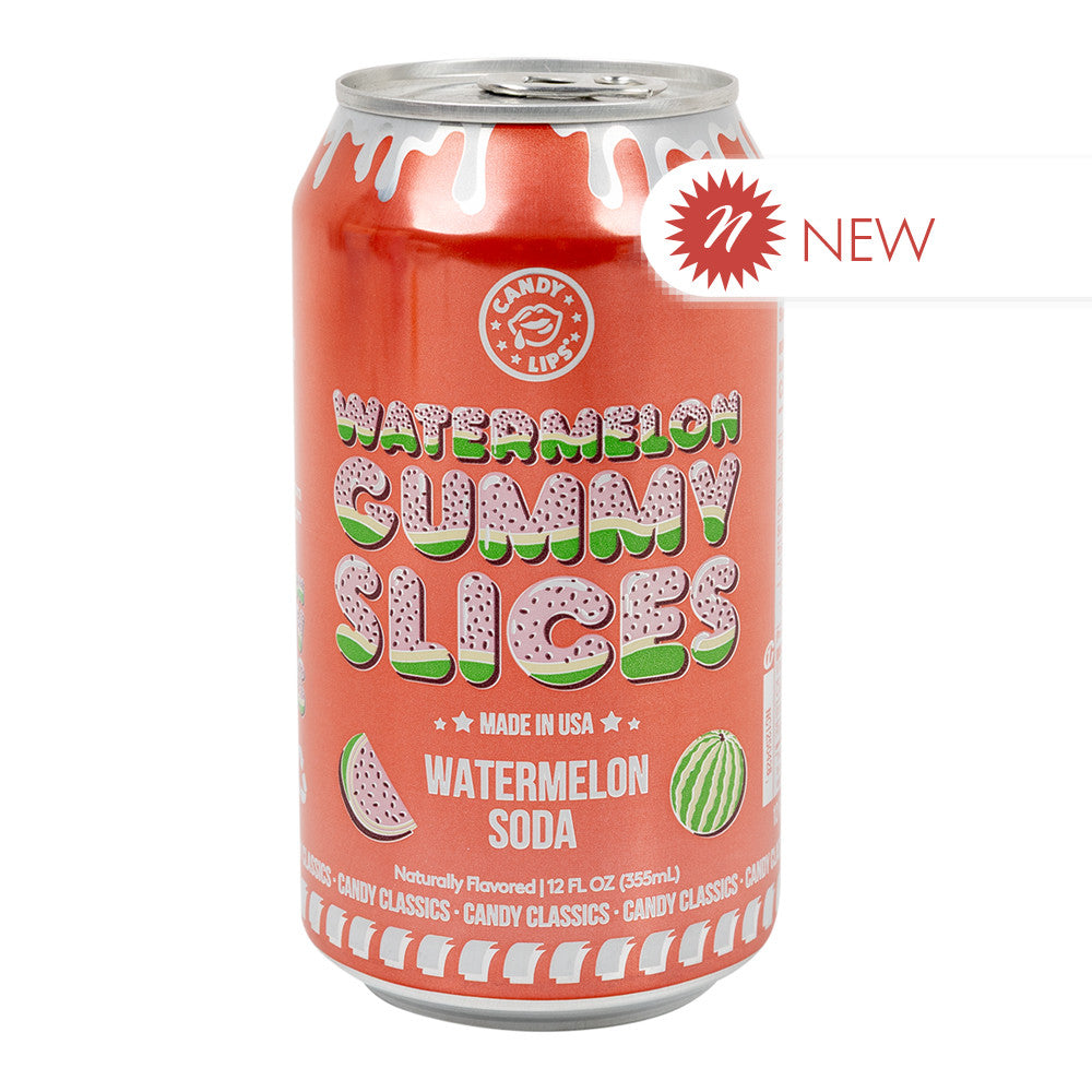 Wholesale Candy Lips Watermelon Gummy Slices Watermelon Soda 12 Oz Can- Bulk