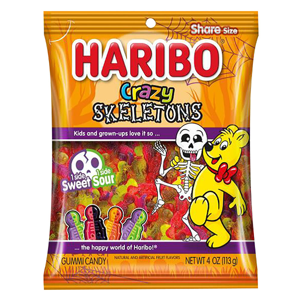 Wholesale Haribo Crazy Skeletons 4 Oz Peg Bag- Bulk