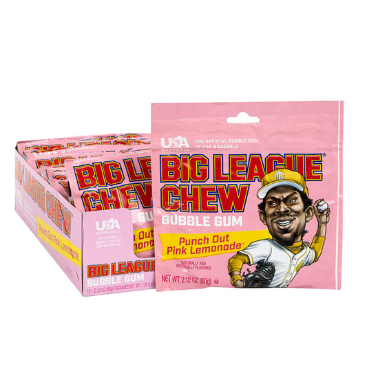Wholesale Big League Chew Punch Out Pink Lemonade Bubblegum 2.12 Oz Pouch- Bulk