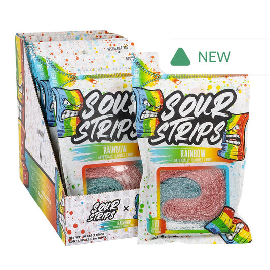 Wholesale Sour Strips - Rainbow - Peg - 3.4Oz - 3.4Oz- Bulk