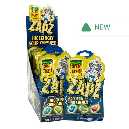 Wholesale Toxic Waste Zapz Shockingly Sour Candies 2.21 Oz Peg Bag- Bulk