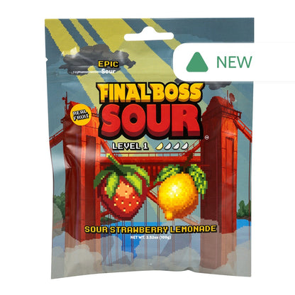 Wholesale Final Boss Sour Level 1 Sour Strawberry Lemonade 3.5 Oz Peg Bag- Bulk
