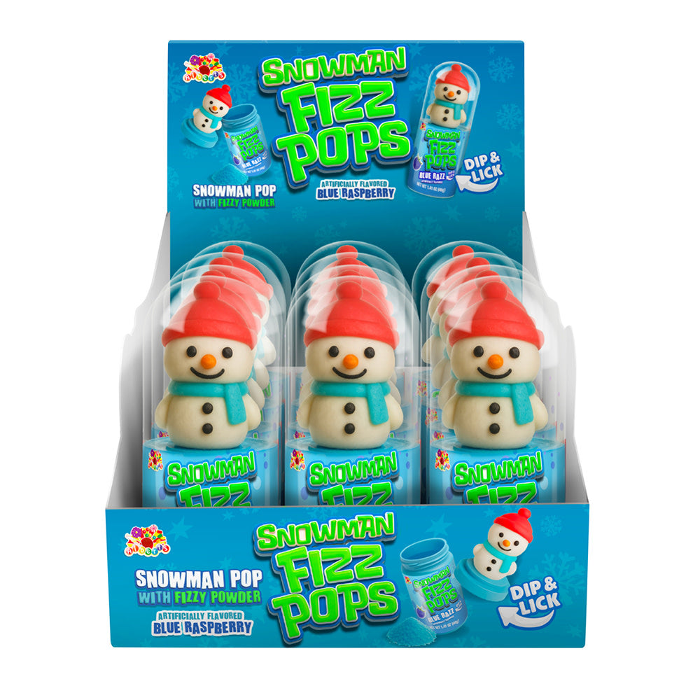 Wholesale Snowman Fizz Pops Blue Raspberry 1.41 Oz- Bulk