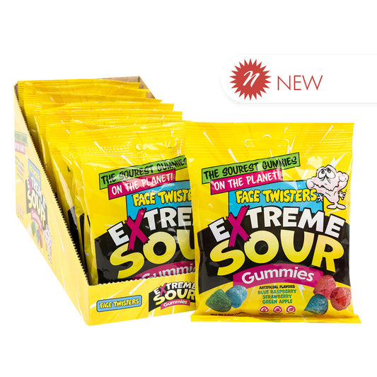 Wholesale Face Twisters Extreme Sour Gummies 3.5 Oz Peg Bag- Bulk