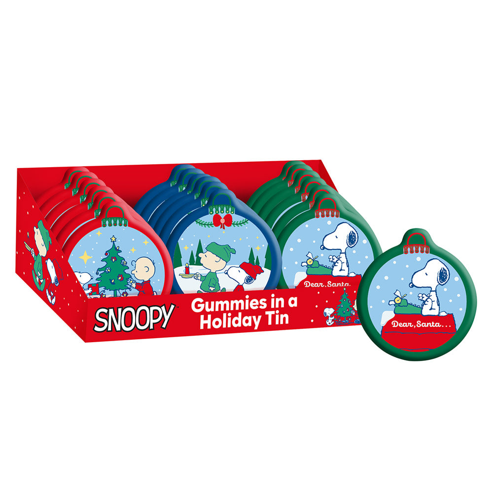 Wholesale Peanuts Snoopy Gummies Holiday 1 Oz Tin- Bulk