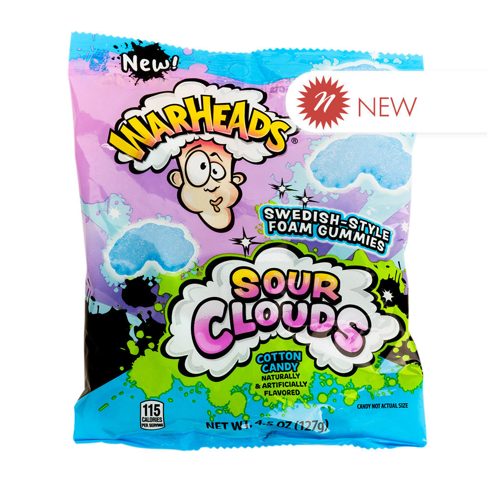 Wholesale Warheads Cotton Candy Sour Clouds 4.5 Oz Peg Bag- Bulk