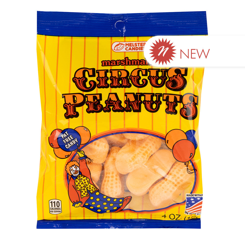 Wholesale Melster Marshmallow Circus Peanuts 4 Oz Peg Bag- Bulk