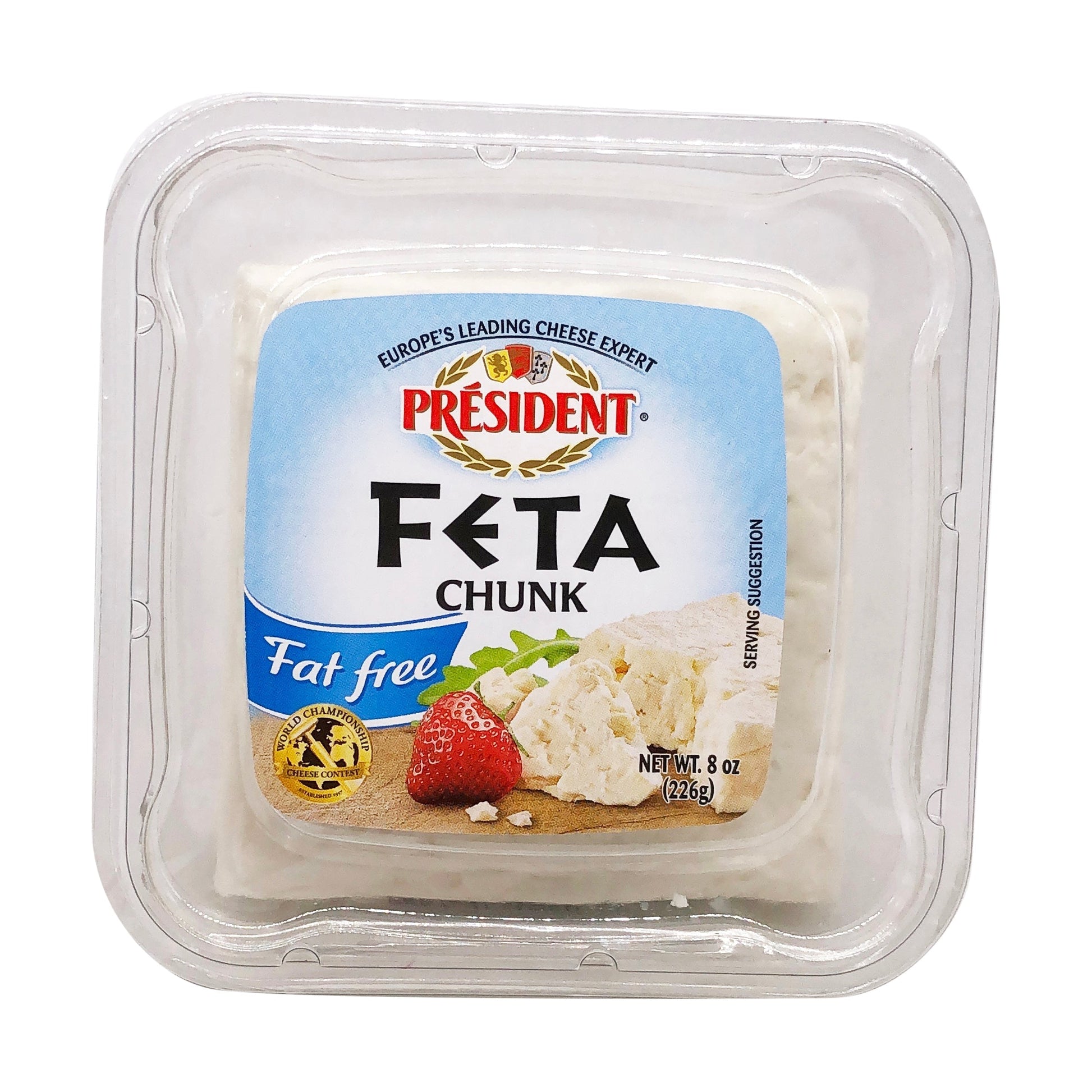 Wholesale President Crumbled Fat Free Feta Cheese 8 oz- Bulk