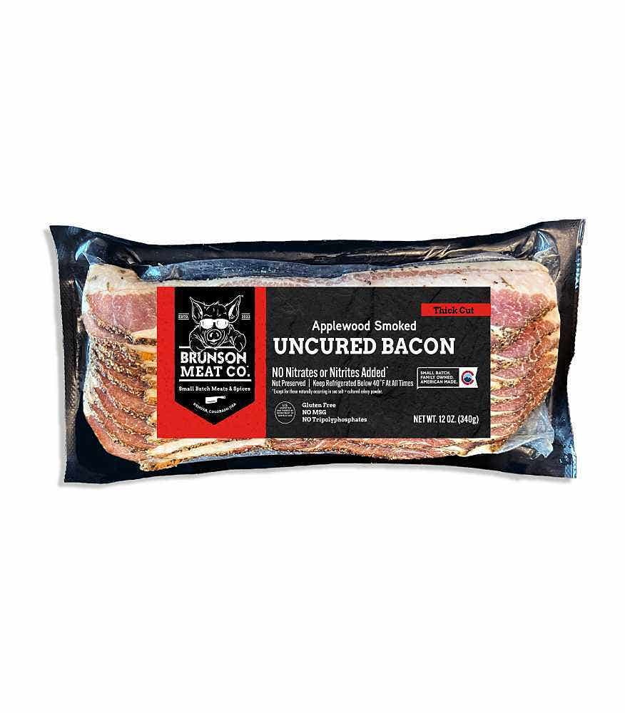 Wholesale Brunson Meat Co. Uncured Applewood Smoked Bacon Thick Cut 12 Oz- Bulk