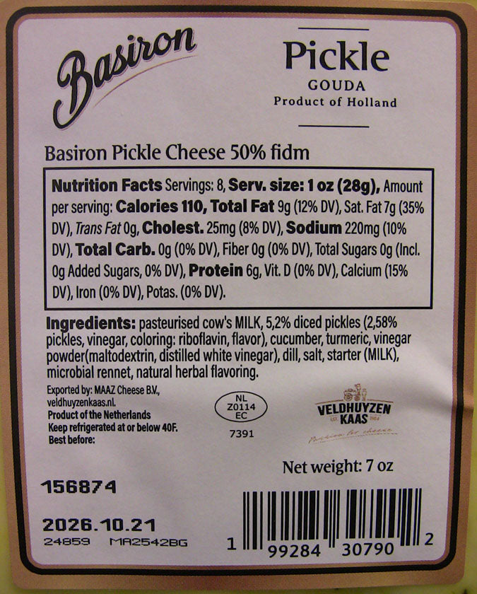 Wholesale Basiron Pickle Gouda 200G- Bulk