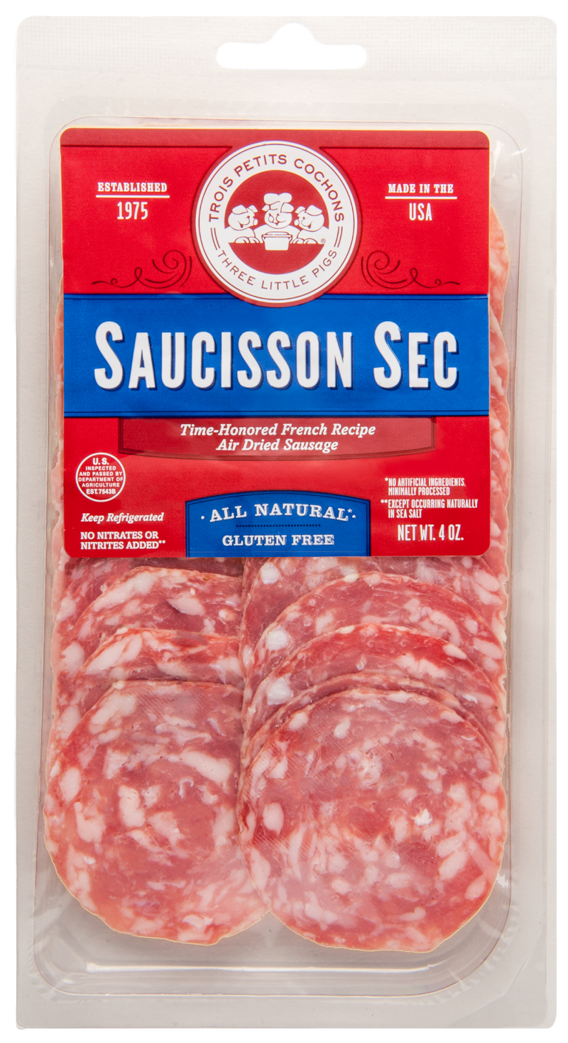Wholesale Les Trois Sliced Saucisson Sec 4Oz- Bulk